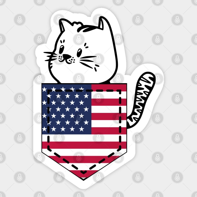 Patriotic Pocket Pussy - Cat Lover -  American Patriot Sticker by PosterpartyCo